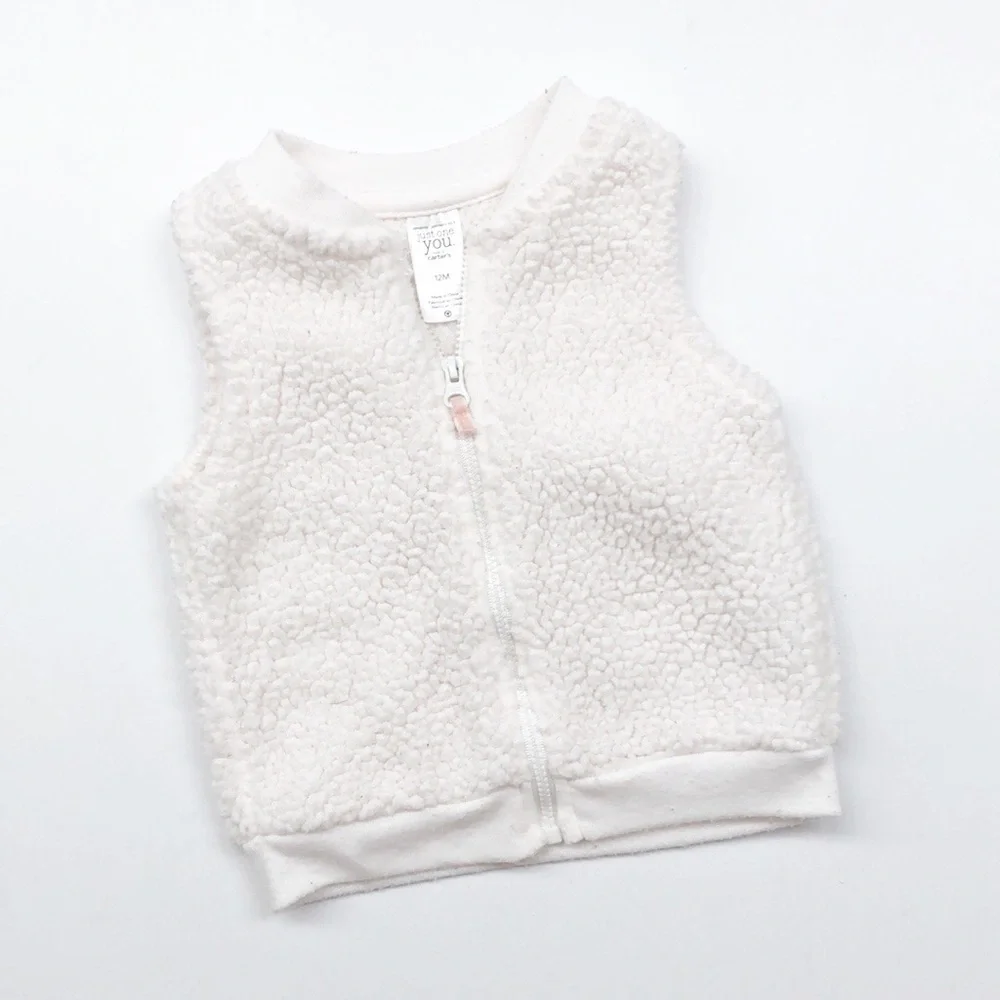Carter's white faux fur baby vest